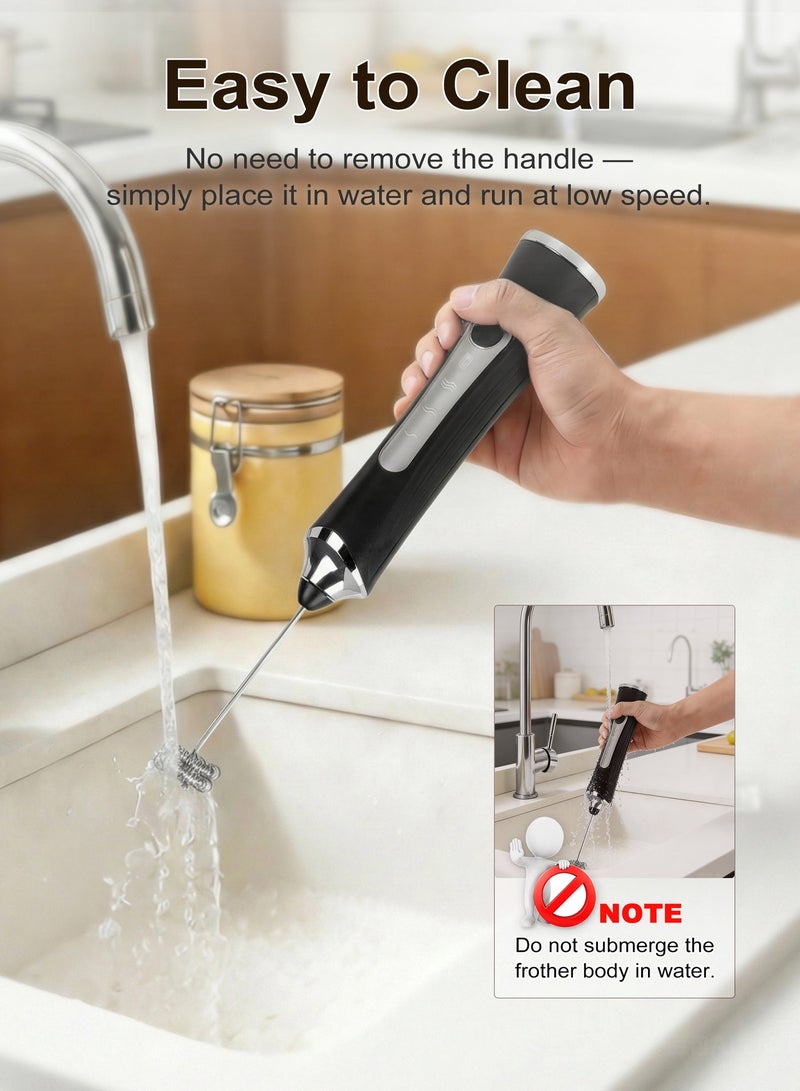 ANYOUI Electric Milk Frother with Storage Case, 3-Speed Adjustable, Low Noise, Stainless Steel Whisk Ideal for Cappuccino, Coffee, Milk, Hot Chocolate, and Eggs - Image 4