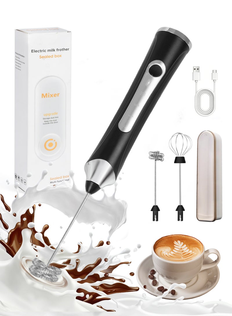 ANYOUI Electric Milk Frother with Storage Case, 3-Speed Adjustable, Low Noise, Stainless Steel Whisk Ideal for Cappuccino, Coffee, Milk, Hot Chocolate, and Eggs - Image 1