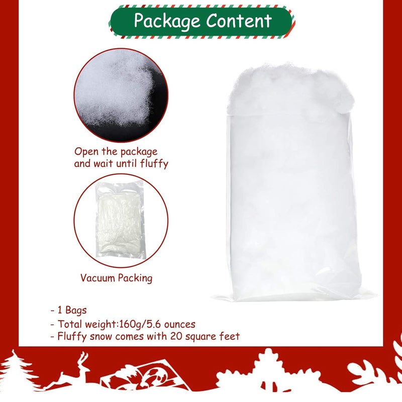Apragaz Apragaz 2 Bags Christmas Fake Snow Decoration Fiber Artificial Cotton Snow Fluff Decor Indoor Snow Blanket for Winter Village Nativity Xmas - Image 2