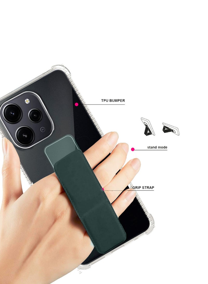 دبليو تيك غطاء وسادة هوائية بمقبض يدوي من مادة TPU لهاتف Xiaomi Redmi 12 4G 2023 شفاف/أخضر داكن - Image 5