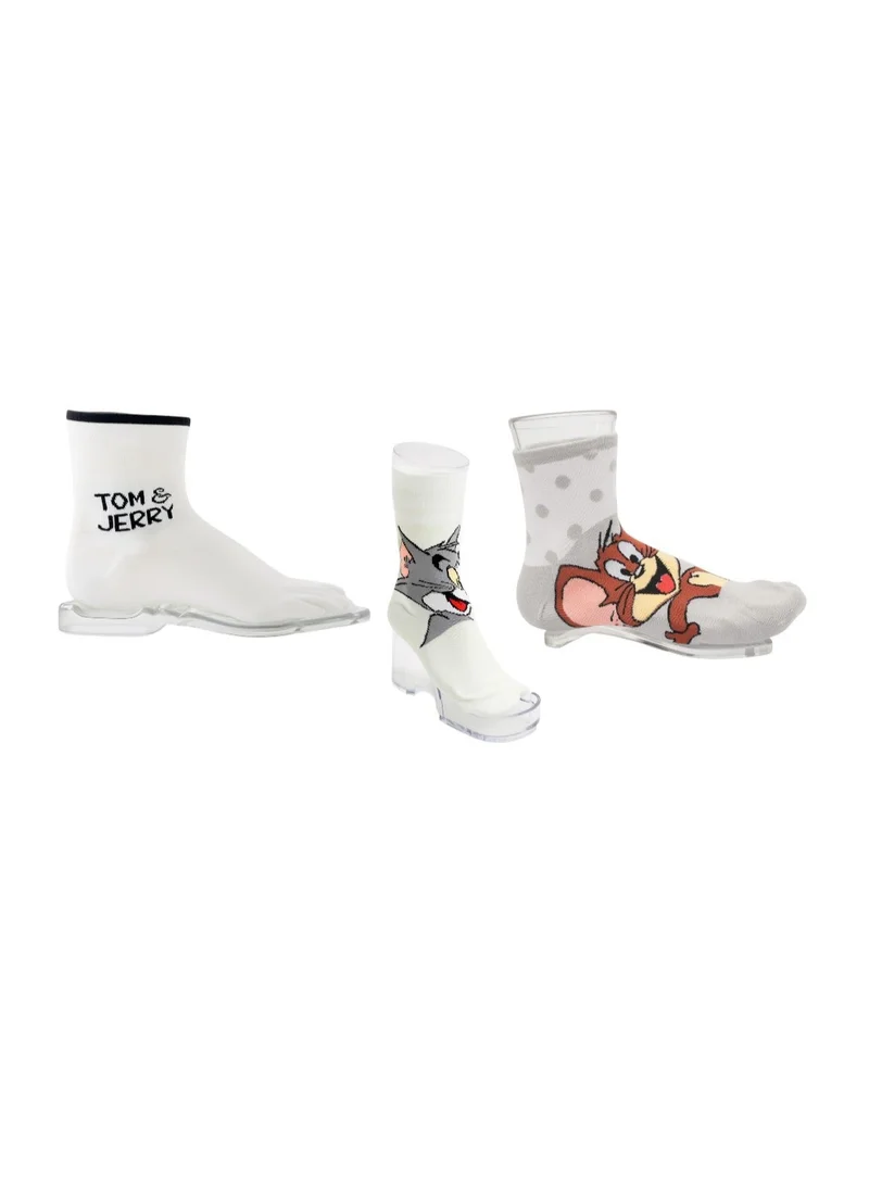 Tom And Jerry 3 PAIRS | TOM & JERRY ANKLET SOCKS 78% COTTON| 18% POLYESTER | 4% ELASTANE