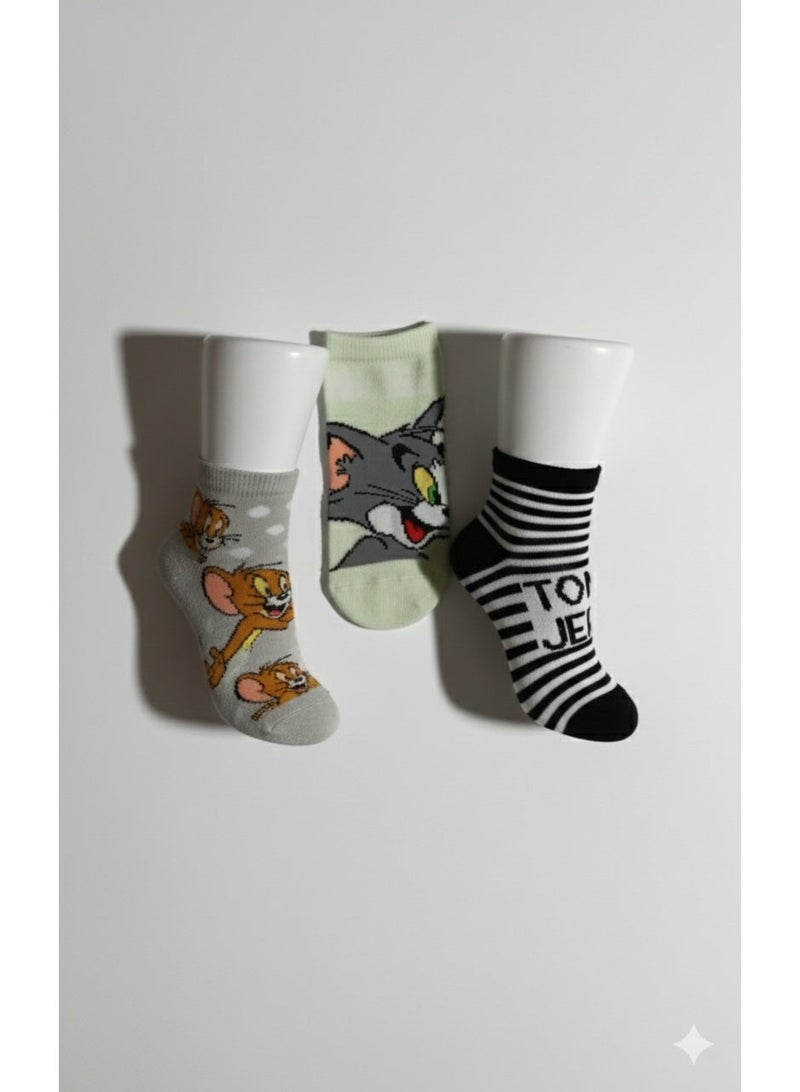 Tom And Jerry 3 PAIRS | TOM & JERRY ANKLET SOCKS 78% COTTON| 18% POLYESTER | 4% ELASTANE - Image 1