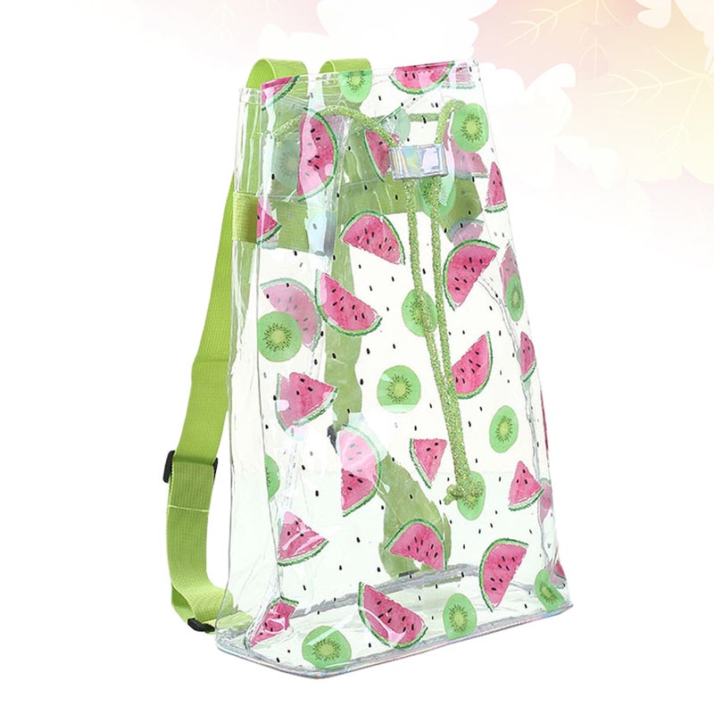 Transparent Storage Pack Portable Drawstring Bag Cartoon Watermelon Printed Bundle Bag (Light Green) - Image 3