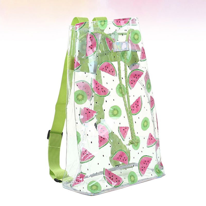 Transparent Storage Pack Portable Drawstring Bag Cartoon Watermelon Printed Bundle Bag (Light Green) - Image 5