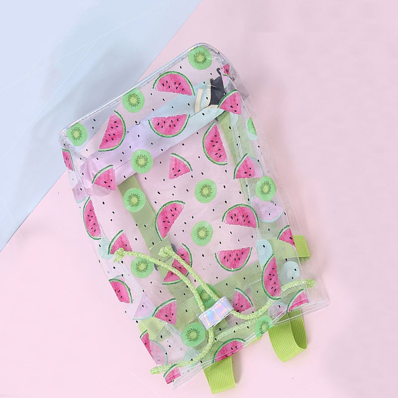 Transparent Storage Pack Portable Drawstring Bag Cartoon Watermelon Printed Bundle Bag (Light Green) - Image 2
