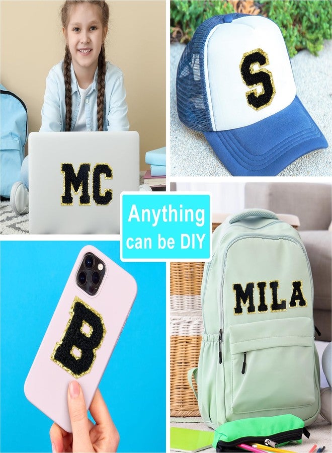 أستارون مجموعة أستارون المكونة من 26 قطعة من رقع الحروف ذاتية اللصق، ملصقات حروف من الشنيل، رقع مطرزة من قماش الأبجدية للملابس والحقائب والقبعات والإكسسوارات التي تصنعها بنفسك (أسود) - Image 4