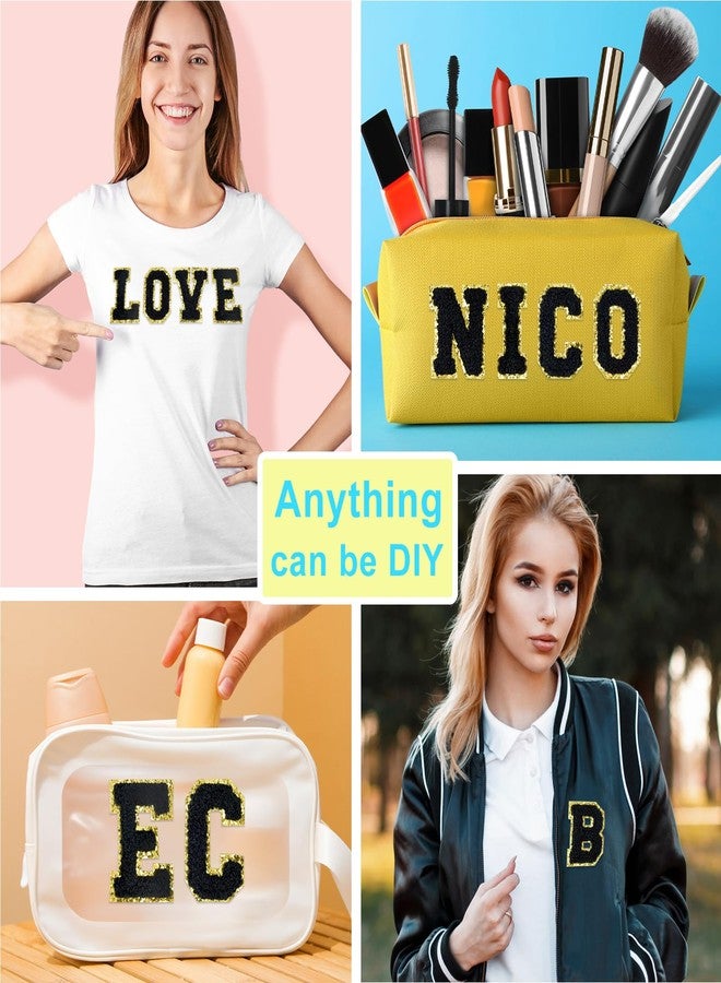 أستارون مجموعة أستارون المكونة من 26 قطعة من رقع الحروف ذاتية اللصق، ملصقات حروف من الشنيل، رقع مطرزة من قماش الأبجدية للملابس والحقائب والقبعات والإكسسوارات التي تصنعها بنفسك (أسود) - Image 5