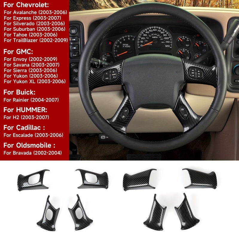 Color B Steering Wheel Stickers Trim Compatible With Chevy Avalanche Express Silverado Suburban Tahoe Trailblazer GMC Envoy Savana Sierra Yukon XL Buick Rainier Hummer H2 Oldsmobile Bravada Cadillac Escalade - Image 2