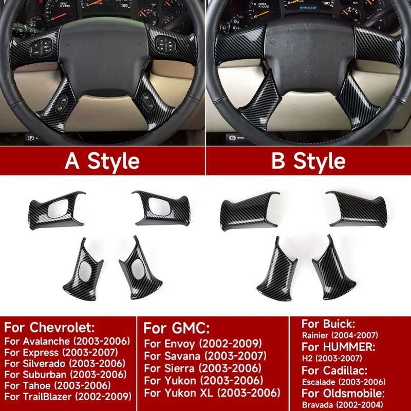 Color B Steering Wheel Stickers Trim Compatible With Chevy Avalanche Express Silverado Suburban Tahoe Trailblazer GMC Envoy Savana Sierra Yukon XL Buick Rainier Hummer H2 Oldsmobile Bravada Cadillac Escalade - Image 1