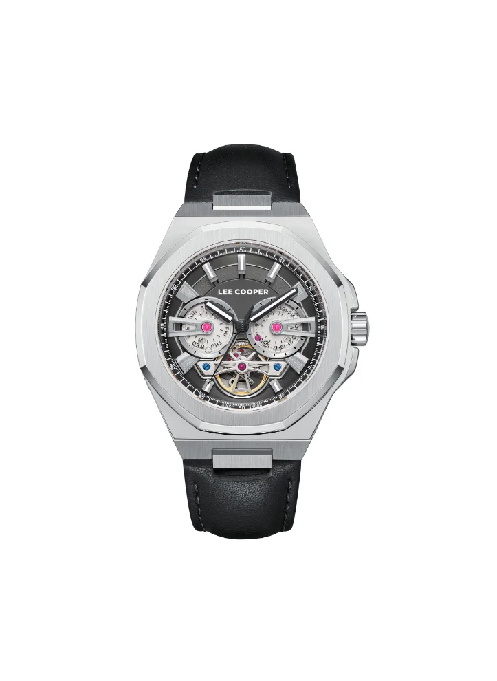 Lee Cooper Men's Automatic Display Watch With Black Leather Strap - LC08125.351