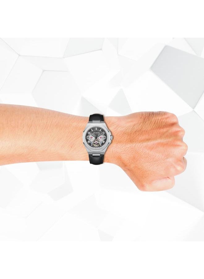 Lee Cooper Men's Automatic Display Watch With Black Leather Strap - LC08125.351  - Image 4