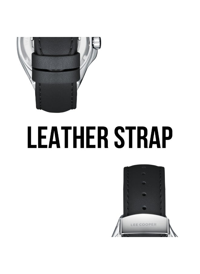 Lee Cooper Men's Automatic Display Watch With Black Leather Strap - LC08125.351  - Image 2