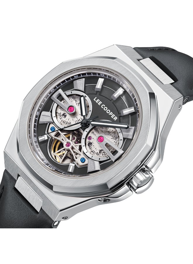 Lee Cooper Men's Automatic Display Watch With Black Leather Strap - LC08125.351  - Image 1