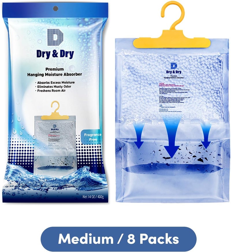 DRYDRY Premium Moisture Absorbers Dehumidifiers for Home, Basement, Bedroom, Small Dehumidifiers - Blue & White (8 Pack) 14 ounce - Image 2