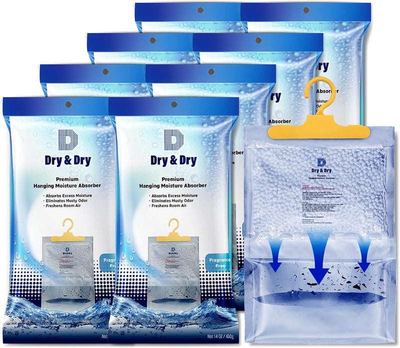DRYDRY Premium Moisture Absorbers Dehumidifiers for Home, Basement, Bedroom, Small Dehumidifiers - Blue & White (8 Pack) 14 ounce - Image 1