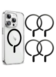 4Pcs Universal Metal Rings Compatible with Magsafe Sticker Magnetic Wireless Car Charger Black