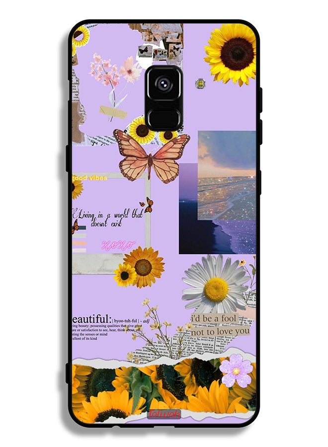 Tolwak Samsung Galaxy A8 Plus (2018) Protective Case Cover Beautiful Sunflower Stickers - Image 1