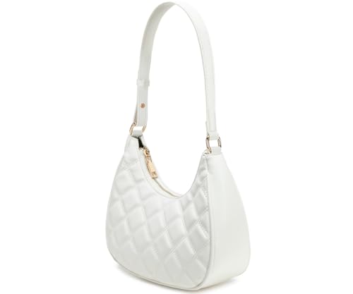 WSRYDJDL Crescent Shoulder Bags for Women Cute Hobo Tote Handbag Under the Arm Purses Mini Clutch Purse with Zipper Closure (Lattice&White) - Image 2