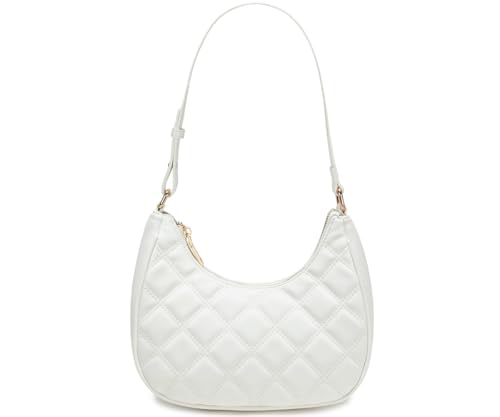 WSRYDJDL Crescent Shoulder Bags for Women Cute Hobo Tote Handbag Under the Arm Purses Mini Clutch Purse with Zipper Closure (Lattice&White) - Image 1