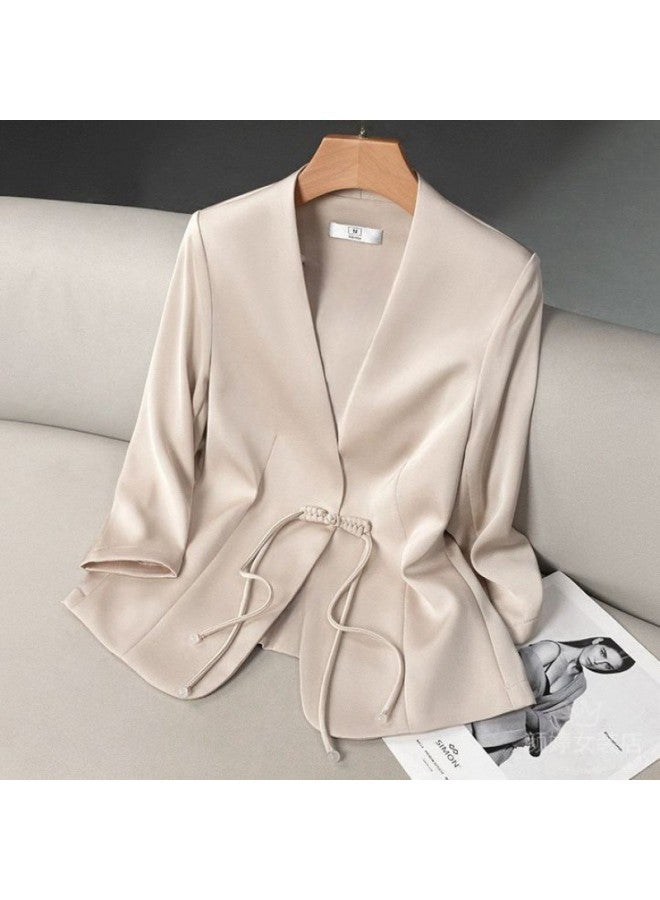 Short Elegant Suit Jacket Seven-point 2024 Summer Thin Chinese Style National Style Small Slim-fit Suit 