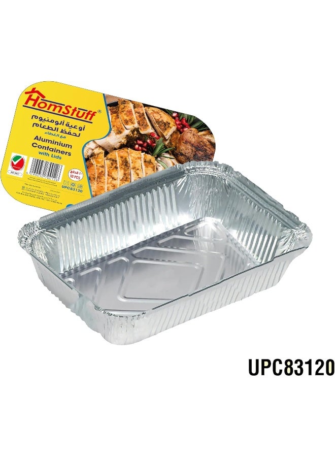 HomStuff Aluminium Foil Container with Lid 83120 (1200 ml), Pack of 10 pcs - Image 3