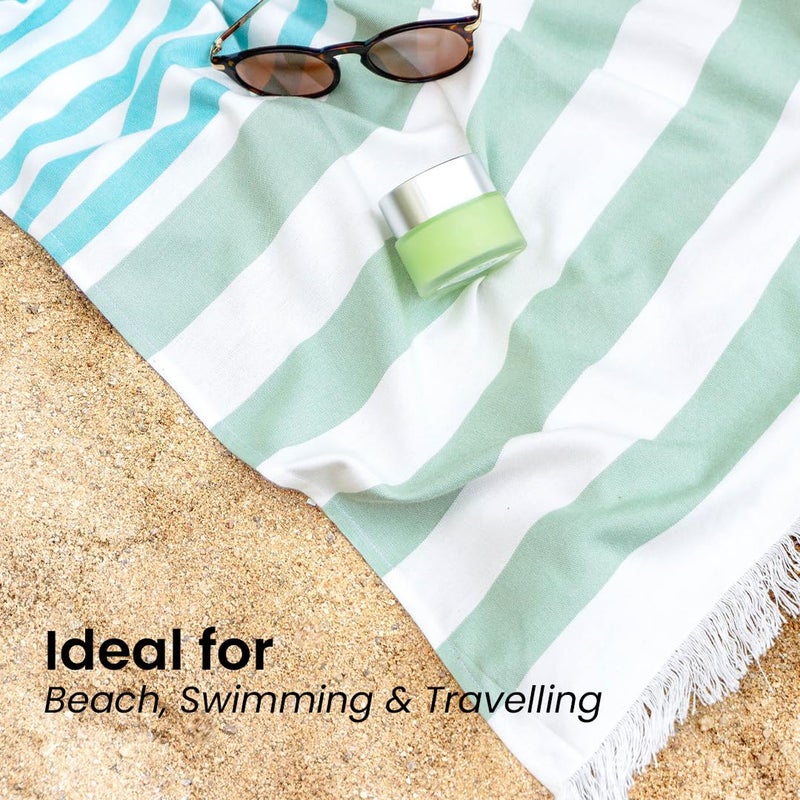 Mush Extra Large Cabana Style Turkish Towel | 100% Bamboo Bath Towel (90x160 cms) - XL Size | Ultra Soft, Feather-light & Quick Dry Travel Towel for Beach, Pool | 250 GSM, Turquoise & Green, Pack of 1 - Image 2