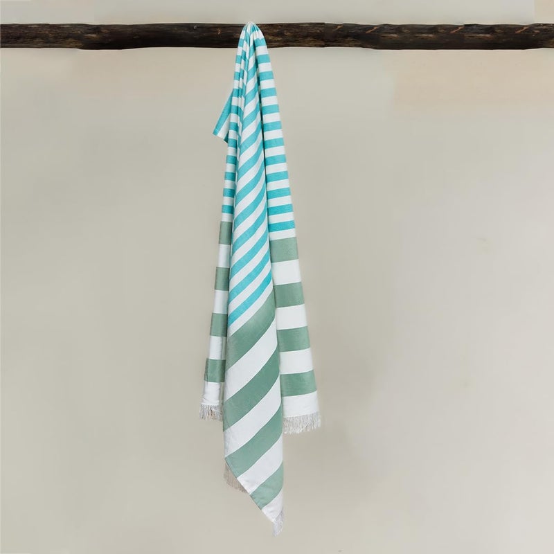 Mush Extra Large Cabana Style Turkish Towel | 100% Bamboo Bath Towel (90x160 cms) - XL Size | Ultra Soft, Feather-light & Quick Dry Travel Towel for Beach, Pool | 250 GSM, Turquoise & Green, Pack of 1 - Image 1