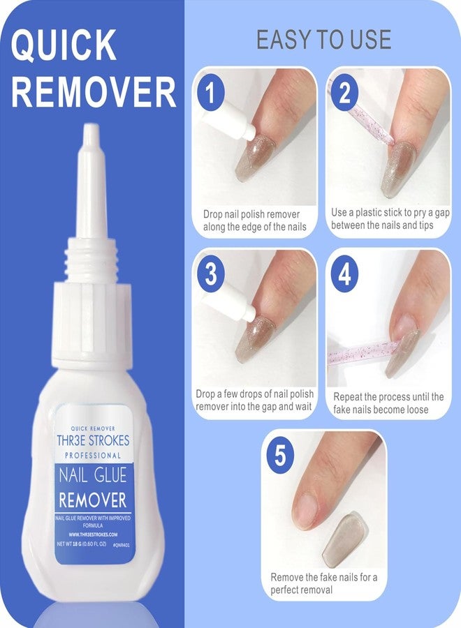 THR3E STROKES New Upgrade Super Strong Nail Glue Gel and Quickly Nail Glue Remover Kit Press on Nail,G1 Long-lasting 30+ Days Without UV Light,R1 Dropper-type Easily Remove Nail, Salon Professional Bundle (COMBO) - Image 2