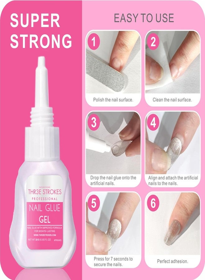 THR3E STROKES New Upgrade Super Strong Nail Glue Gel and Quickly Nail Glue Remover Kit Press on Nail,G1 Long-lasting 30+ Days Without UV Light,R1 Dropper-type Easily Remove Nail, Salon Professional Bundle (COMBO) - Image 5