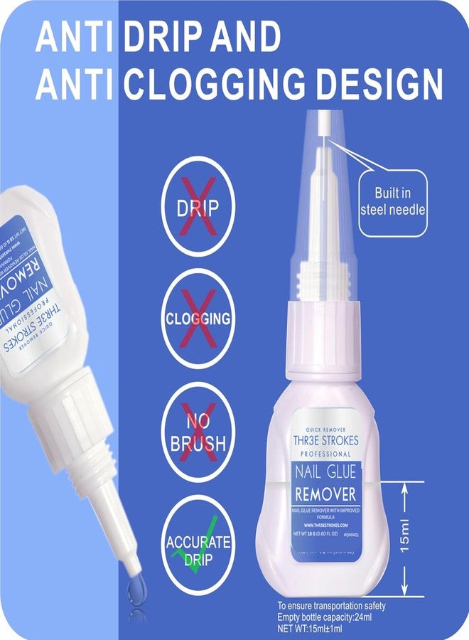 THR3E STROKES New Upgrade Super Strong Nail Glue Gel and Quickly Nail Glue Remover Kit Press on Nail,G1 Long-lasting 30+ Days Without UV Light,R1 Dropper-type Easily Remove Nail, Salon Professional Bundle (COMBO) - Image 4