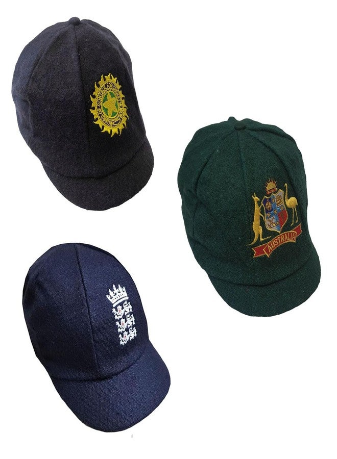 C Classic Baggy Style Test Cricket Caps with Embroidered Emblems, Blue and Green, Set of 3, for Cricket Lovers, Cricket Hat - Image 5