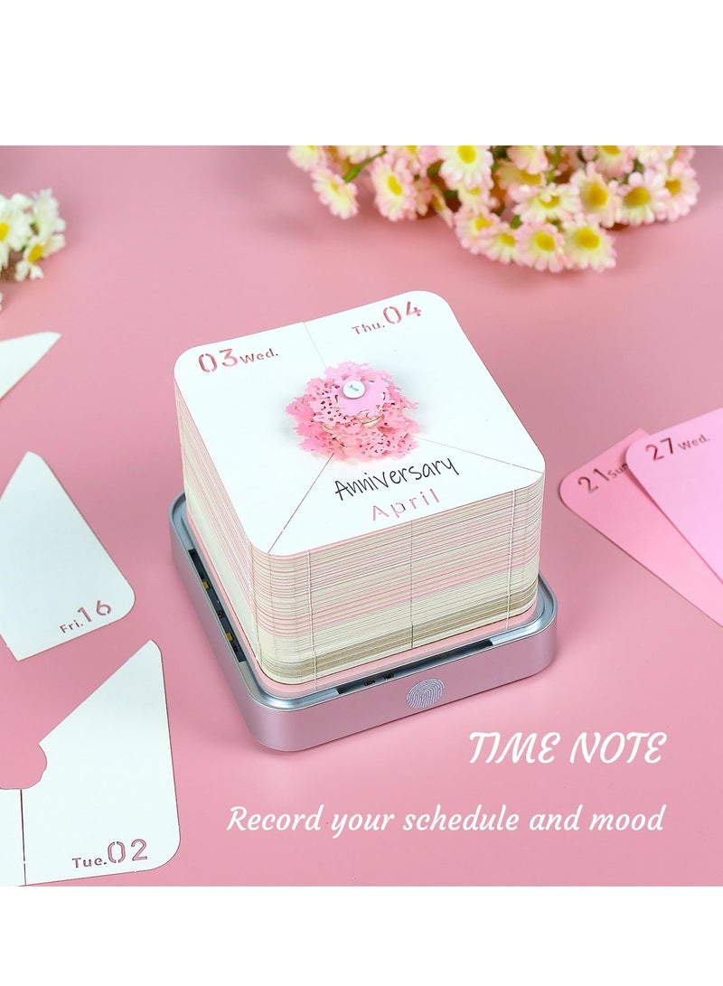 Excefore 3D Memo Pads Paper Desk Calendar With Lights 2024 Artist Desk Calendar Sakura Tree Creative 3D Paper Sculpture Model Notepad Carving Gift Desktop Decoration Creative Gift Sakura Tree Pink - Image 4