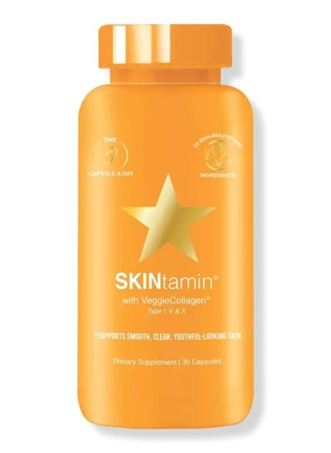 HAIRTAMIN - Skintamin With Veggie Collagen Supports Smooth Clear Youthful- Looking Skin 30 Capsules - Image 1