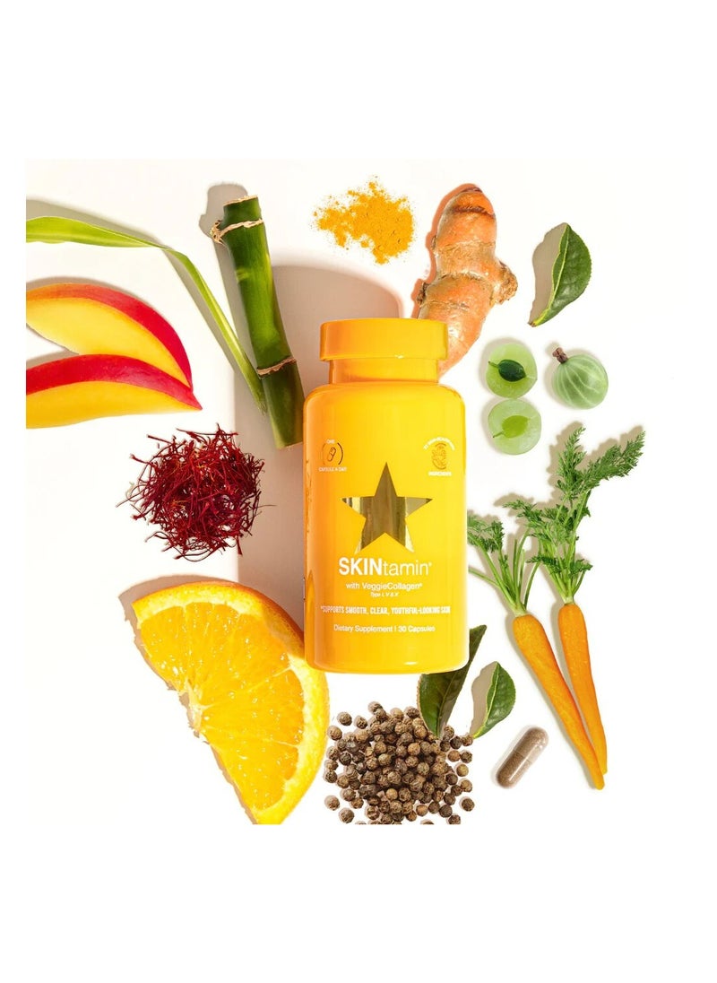 HAIRTAMIN - Skintamin With Veggie Collagen Supports Smooth Clear Youthful- Looking Skin 30 Capsules - Image 1