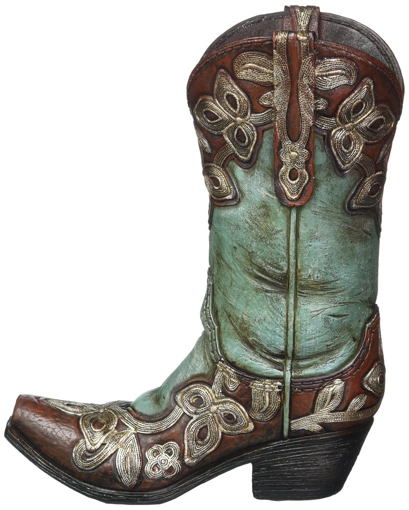 BURTON Turquoise Cowgirl Boot Vase - Image 2