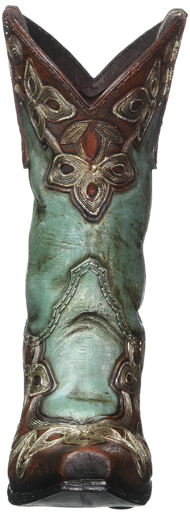 BURTON Turquoise Cowgirl Boot Vase - Image 4