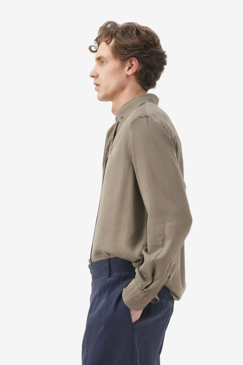 Giesto Khaki Green GIESTO Men's Solid Long Sleeve Button-Up Shirt for Men | Best Price UAE