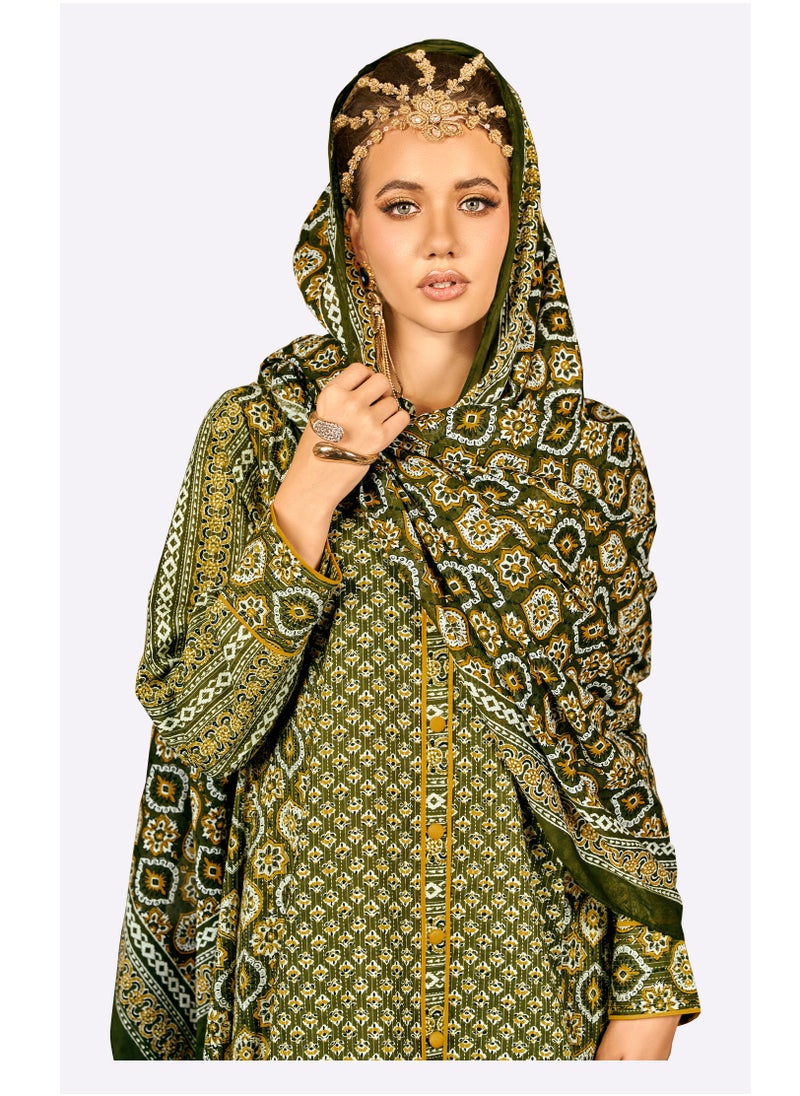 SARA Sara Lattice Style Design Print Jalabiya  - Image 4