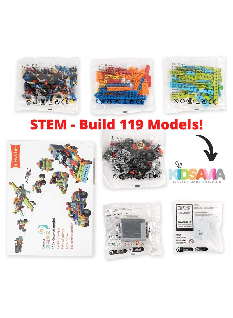 كيدزافيا لعبة بناء جذعية 119 في 1 - مجموعة بناء التكنولوجيا التعليمية للعلوم الكهربائية 319 قطعة، ألعاب للأطفال من سن 6 إلى 10 سنوات، مشروع بناء تعليمي جذعي للأطفال الأولاد والبنات - Image 2