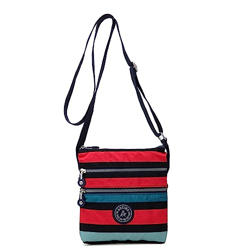 AOCINA Crossbody Purses for Women Lightweight Small Travel Bag Shoulder Purses and Handbags with Multi Zipper Pockets (Stripes) - Image 1