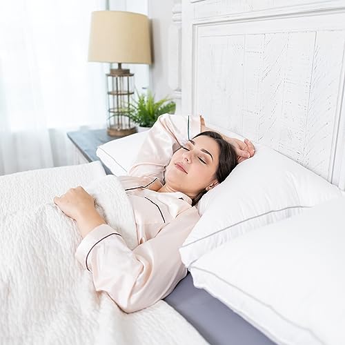 Globon Luxury Feather Down Pillow King Size,Firm Gusseted Bed Pillows for Sleeping, Hotel Collection Fluffy Pillow, 18"X34", Set of 2 - Image 3