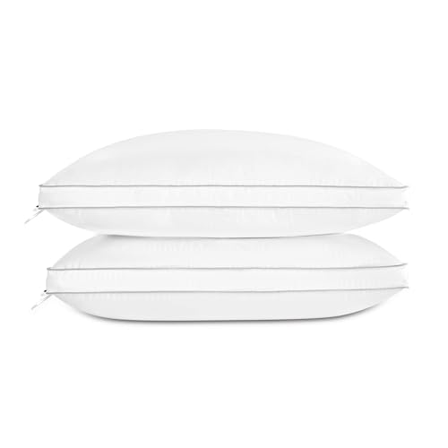 Globon Luxury Feather Down Pillow King Size,Firm Gusseted Bed Pillows for Sleeping, Hotel Collection Fluffy Pillow, 18"X34", Set of 2 - Image 1