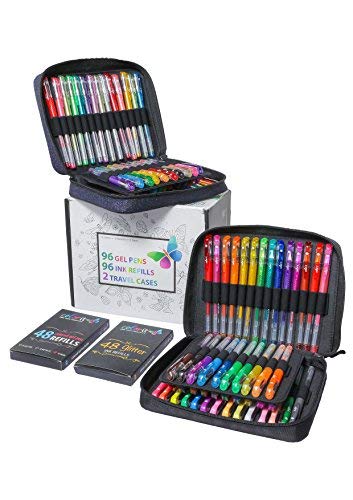 ColorIt مجموعة أقلام جل ColorIt للتلوين للبالغين – 192 قطعة مع 12 معدني، 12 نيون، 72 قلم جل لامع، حبر ممتاز و 96 إعادة تعبئة للفنون، المجلات، الحرف، كتب التلوين للبالغين والمشاريع الإبداعية - Image 1