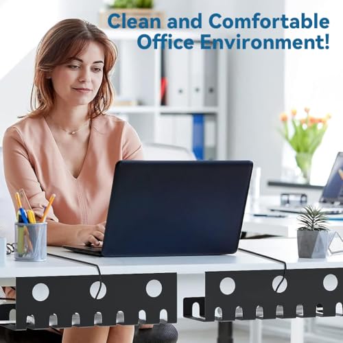 OFIFO® 2Pcs Under Desk Cable Organizers with Assorted Cable Clip Holders Cable Ties U-Channel Power Extension Outlet Holder Metal Cable Holder Organzier Rack Cord Organizer, with Screws & Tape - Image 3