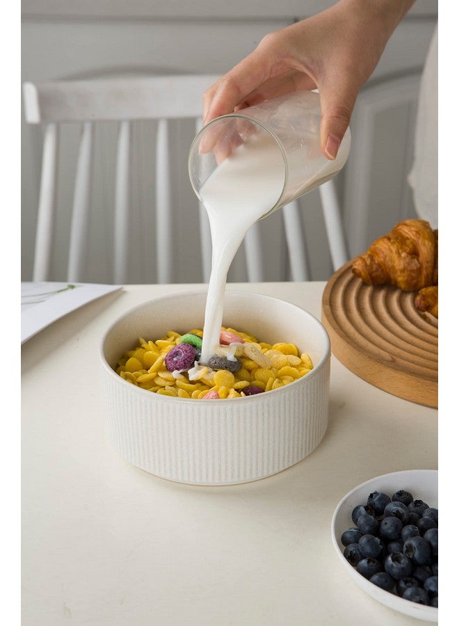 Famiware مجموعة أطباق حبوب فامي وير ستار، مجموعة أطباق شوربة من 6 قطع، زجاج مزدوج تفاعلي، قابلة للتكديس، أطباق عميقة سعة 23 أونصة مناسبة للحبوب، الفشار، الشوفان، الحلوى - آمنة للغسالة والميكروويف، بيضاء غير لامعة - Image 2