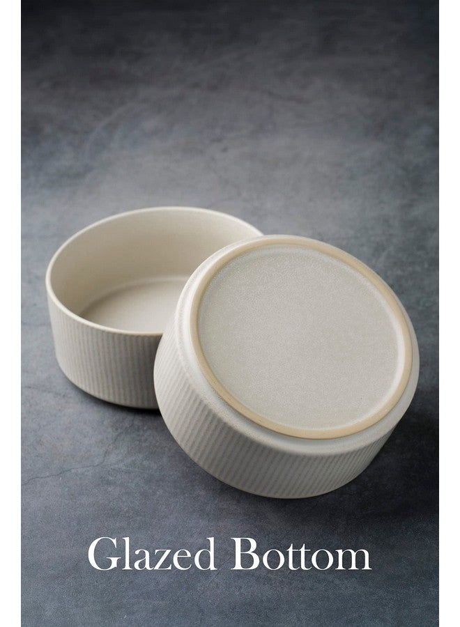 Famiware مجموعة أطباق حبوب فامي وير ستار، مجموعة أطباق شوربة من 6 قطع، زجاج مزدوج تفاعلي، قابلة للتكديس، أطباق عميقة سعة 23 أونصة مناسبة للحبوب، الفشار، الشوفان، الحلوى - آمنة للغسالة والميكروويف، بيضاء غير لامعة - Image 3