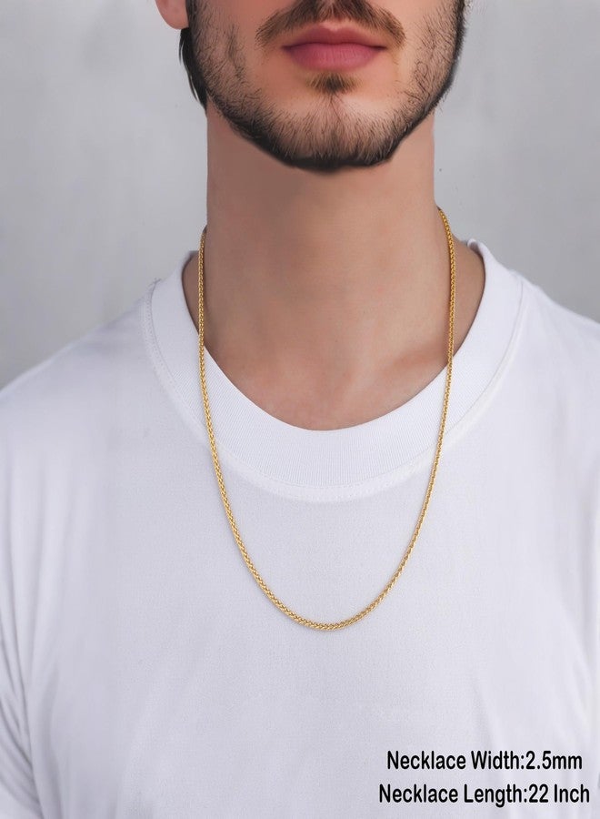 OLARCU 2.5mm/4mm Gold Wheat Chain for Men Women, Mens Stainless Steel Chain Necklace Jewelry, 16-26 Inches, 20 Inches, Stainless Steel, No Gemstone - Image 3