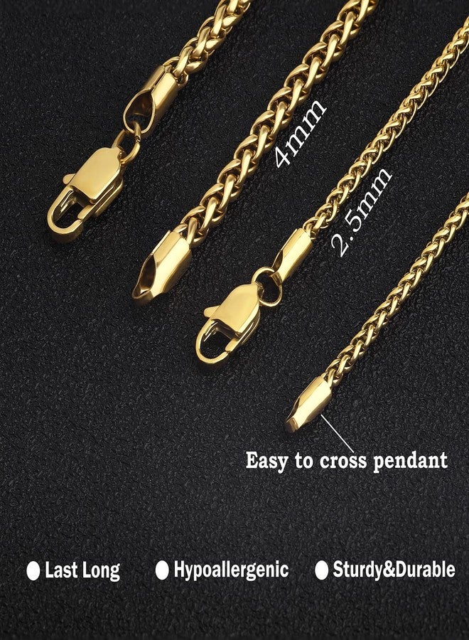 OLARCU 2.5mm/4mm Gold Wheat Chain for Men Women, Mens Stainless Steel Chain Necklace Jewelry, 16-26 Inches, 20 Inches, Stainless Steel, No Gemstone - Image 5