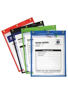 C-Line C-Line Heavy Duty Super Heavyweight Plus Stitched Shop Ticket Holder, Assorted Colors, 9 x 12 Inches, Box of 20 Shop Ticket Holders (50920)  - Image 1