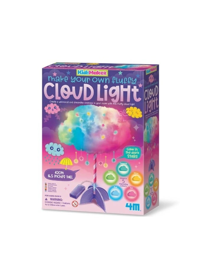 4m مجموعة 4M KidzMaker لصنع مصباح سحابة قطنية فاخرة - مصباح قطن LED مع نجوم تتلألأ في الظلام، ضوء مهدئ متعدد الألوان، نشاط فني STEM للأطفال من عمر 5 سنوات فما فوق | 00-04803 - Image 1